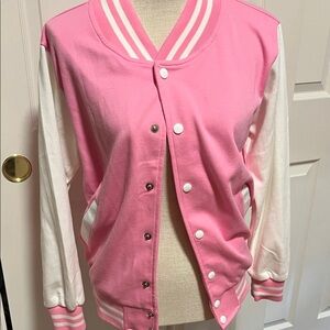 Pink and White Varsity Jacket